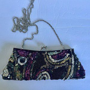 Vintage VECCELI ITALY Sequined Beaded Evening Bag